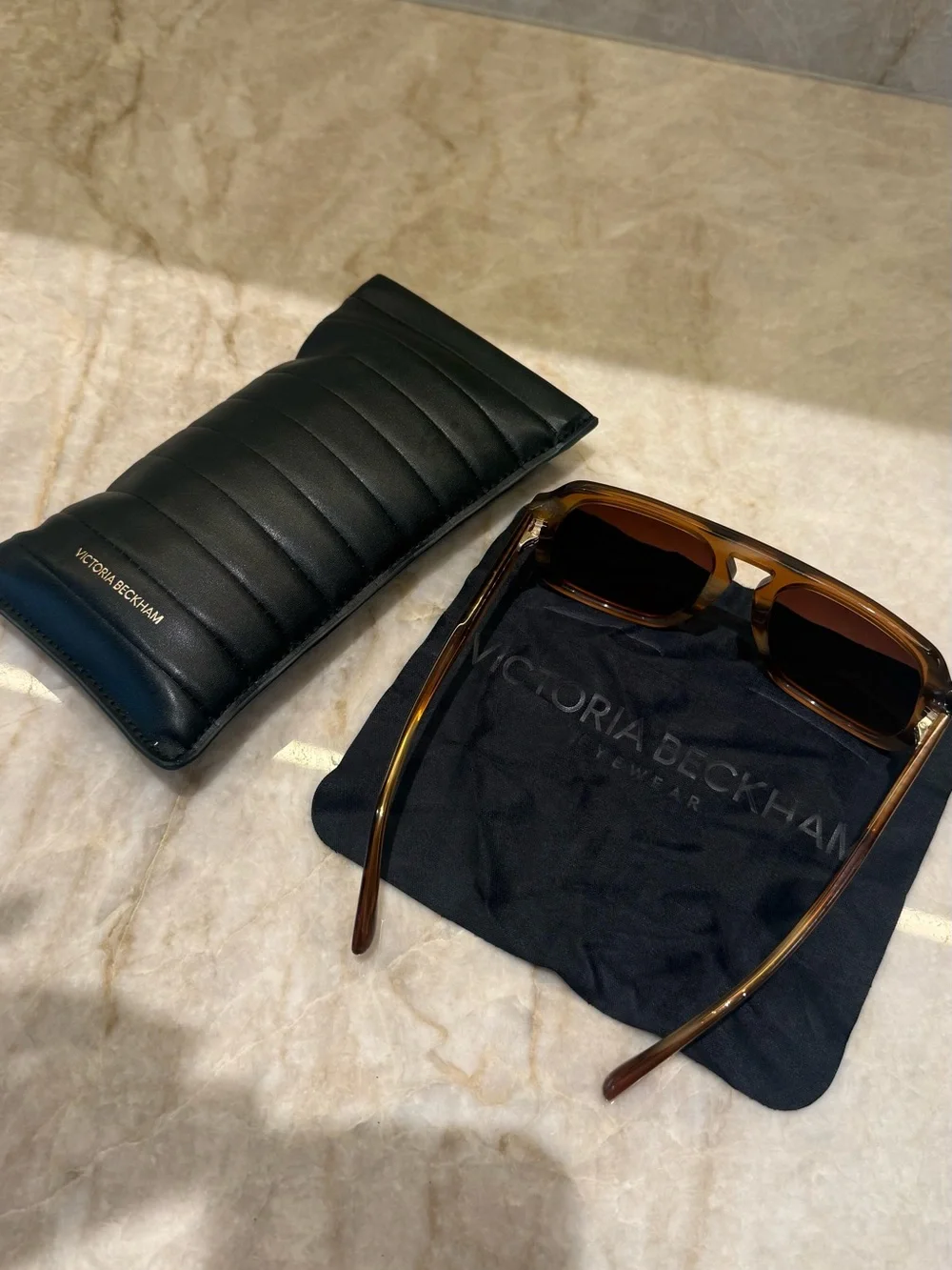 Victoria Beckham Amber Brown Rectangular Sunglasses